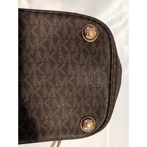 Michael Kors Signature Brown Coated Canvas Jet Set East West Tote Bag Purse - Picture 15 of 15